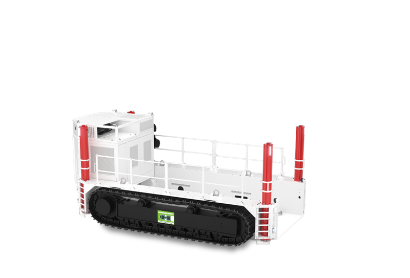 3D illustration of a Tracked Transport Vehicle in white, red and black 