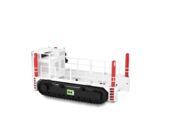 3D illustration of a Tracked Transport Vehicle in white, red and black 