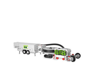 3D-иллюстрация риф-бурильной машины в белом, зеленом и красном цветах 