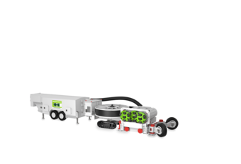 3D-иллюстрация риф-бурильной машины в белом, зеленом и красном цветах 