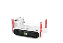 3D-Illustration eines Tracked Transport Vehicle in weiß, rot und schwarz 