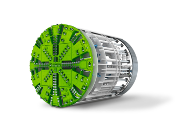 Illustration of a mix shield, which also allows a view of the inside.
