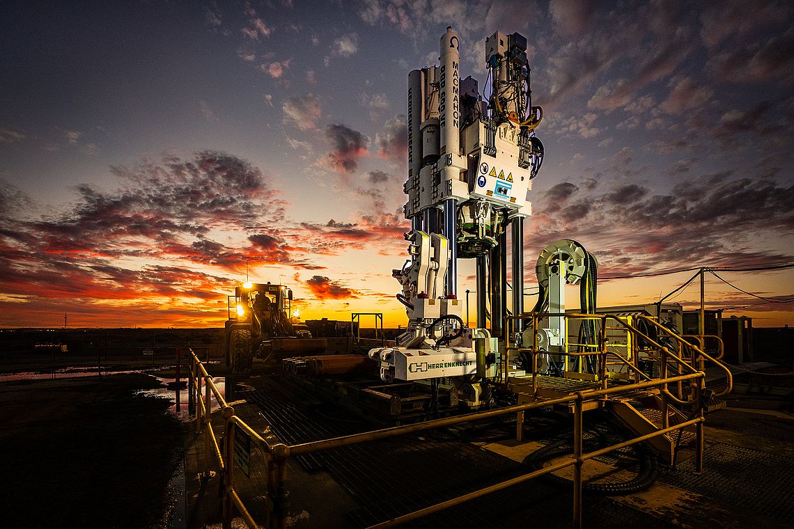 Picture of a Raise Boring Rig at sunset 