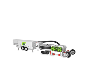 3D illustration of a Reef Boring Machine in white, green and red 