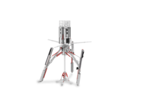 3D-Illustration eines Shaft Drilling Jumbos in rot und weiß