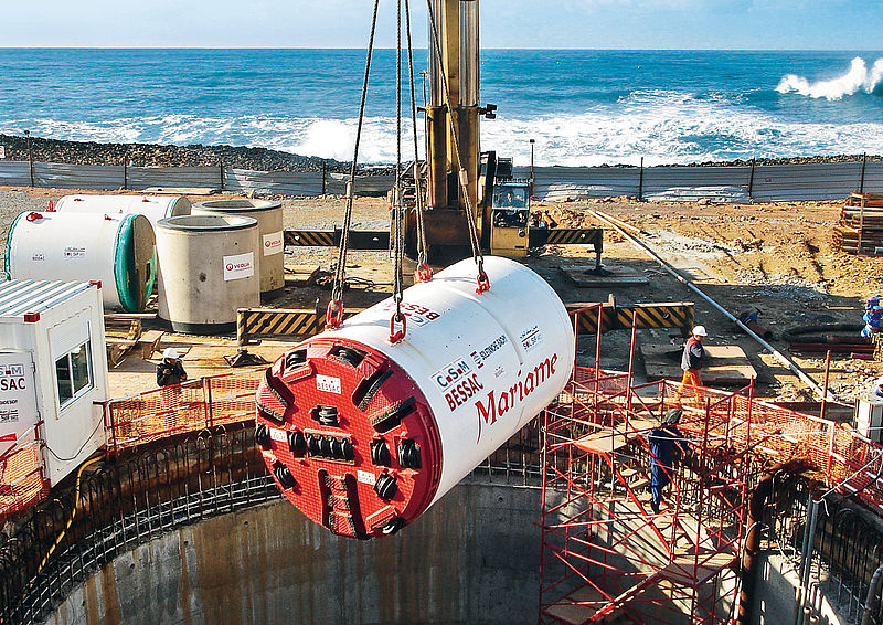 Launch shaft of a sea outfall project in Rabat, Marocco, AVND2200AB, Ø 2,665 mm