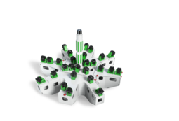 白色、黑色和绿色的膨胀钻头 3D 插图